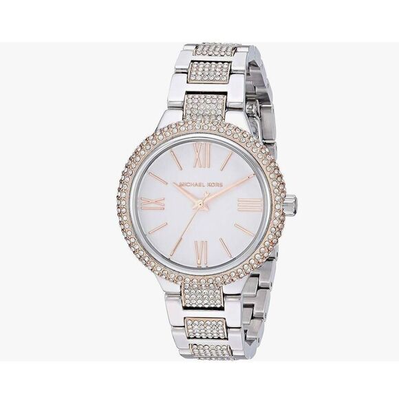 Michael Kors Women's Taryn Rose Gold & Silver Glitz Pave Two Tone Watch MK4461 - Picture 1 of 6